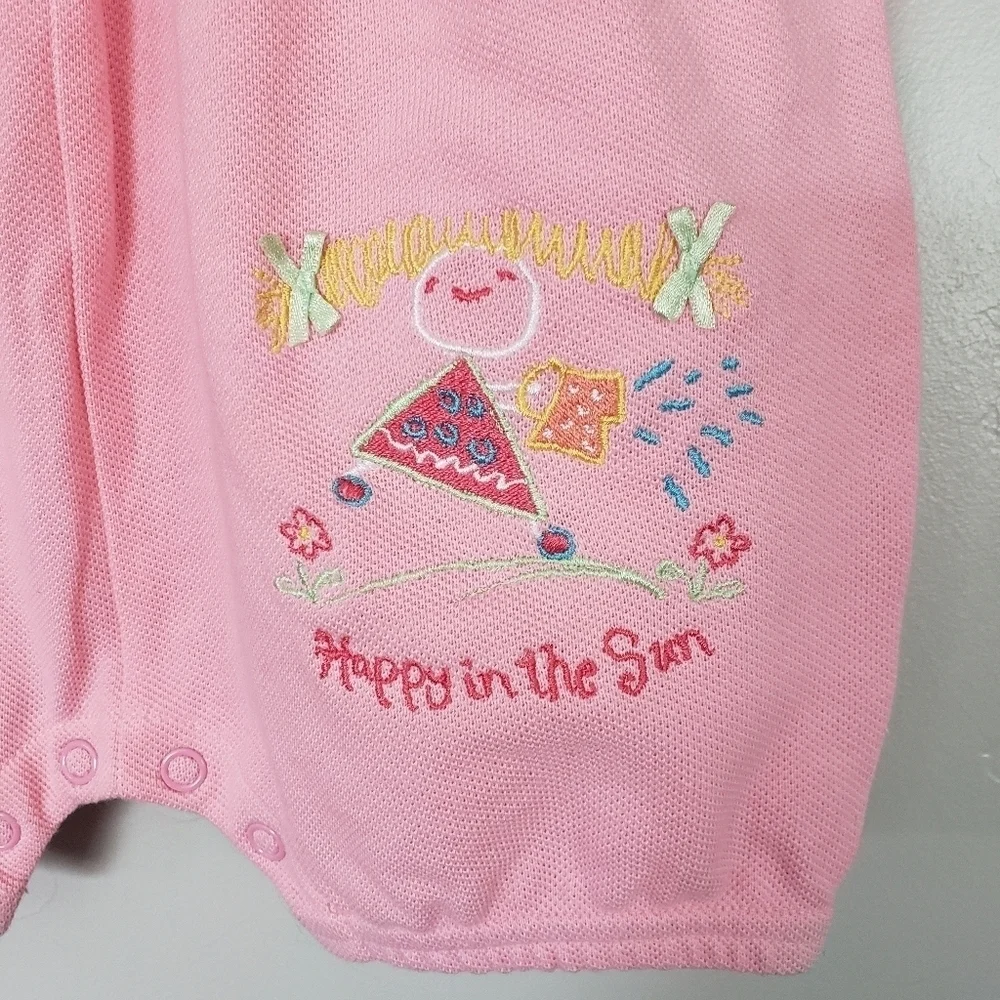 Carter's Vintage NWOT Baby Girl 3-6 Months Pink Sleeveless Romper Happy in Sun